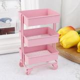 JETTINGBUY 1:12 Dollhouse Miniature Furniture Shelf With Wheels Storage Display Rack