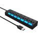 Peralng 7-Port USB 2.0 Hub with Individual Switches and LEDs USB Hub 2.0 Splitter for All USB Device
