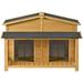 Outdoor Wooden Dog House Cabin Style 47.2 Large Wooden Dog House with Waterproof Roof Double Doors Vents Raised Floor