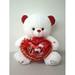 White Stuffed Teddy Bear with Voice I love you light and Kissing Sound Holding I Love You Heart Pillow 14 Inches Soft