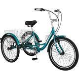 ABORON Adult Tricycle 24 inch 7 Speed 3 Wheel Bike Adult Tricycle Trike Cruise Bike with Large Size Basket for Recreation Shopping