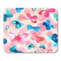 LADDKE Beautiful Pattern with Tender Pink and Teal Blue Abstract Watercolor Butterflies and Dots Pastel Beauty Mousepad Mouse Pad Mouse Mat 9x10 inch