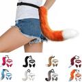 D-GROEE Faux Fur Cat Ears Hair Clip Furry Wolf Fox Tail Halloween Bell Faux Leather Neck Collar Cosplay Set