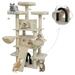 FOOWIN 68 Large Cat Tree Multi-Level Cat Tower with Sisal Scratching Posts Cat Activity Center Cat Play House Beige