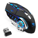 Rechargeable Wireless Bluetooth Mouse Multi-Device (Tri-Mode:BT 5.0/4.0+2.4Ghz) with 3 DPI Options Ergonomic Optical Portable Silent Mouse for nova 8 Pro 4G Blue Black