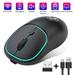 2.4G Wireless Mouse EEEkit USB Optical Mouse with Backlit LED Lights 3 Adjustable DPI Levels 4 Buttons Rechargeable Slim Silent Computer Mouse for PC Laptop Computer MacBook - Black/Gray