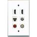 RiteAV - 2 HDMI 1 Port RCA Red 1 Port RCA White 1 Port Coax Cable TV- F-Type 1 Port Cat5e Ethernet White Wall Plate