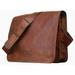 Madosh Genuine Leather Laptop Flap Over Messenger Bag Brown Men s Shoulder Office Handbag