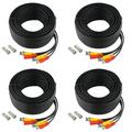 Pack of 4 CCTV Security Camera BNC Cable Siamese Pre-Made 2-in-1 Video and Power Universal Wire PVC Black Cord 100 feet by SatelliteSale