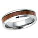 Men s Women s Tungsten Wedding Band Engagement Ring 6mm Mahogany Wood Inlay Beveled Ring SZ 13