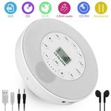 Portable CD Player EEEkit Personal Anti-Skip CD Walkman with Stereo Earbuds LCD Display AUX Cable Rechargeable Small Music Player for Home Travel Car Teens Music Lover - White