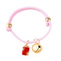 HEVIRGO Pet Collar Chinese Style Attractive Adjustable Universal Cats Dogs Collar Necklace with Bell for Spring Festival Pink Poly