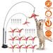 iMounTEK Cat Wand Toy Cat Feather Toys Cat Springs Super Suction Cup Toys with 12Pcs Cat Teaser Cat Toys for Indoor Cats Kitten Toys