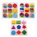 Kids Baby Wooden Geometry Block Puzzle Montessori Early Learning Educational Toy Wooden Peg Puzzles for Toddlers 2 3 Years Old