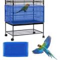 Visland Bird Cage Cover Bird Cage Seed Catcher Adjustable Soft Airy Nylon Mesh Net Birdcage Cover Skirt Seed Guard for Parrot Parakeet Macaw African Round Square Cages