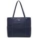 NNEE Laptop Leather Tote Bag for 15.6 inch Notebook Travel Work Carrying Bag with Smart Trolley Strap Design - Navy