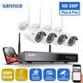 SANNCE 8CH Wireless NVR 3MP Wifi IP Camera CCTV Home Security Camera Surveillance Kit with Audio Recording IR Night Vison 1T Hard Drive Disk