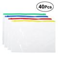 40Pcs A5 File Pockets PVC Plastic Zipper File Bags Documents Organizer Pouch 24x18cm (Red Yellow Blue Green)