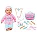 Lissi Dolls 14 Baby Doll & Pretend Play Doctor Set w/ Wooden Accessories