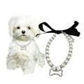 Visland Dog Pearl Collars Pet Pearl Necklace Crystal Rhinestone Pearl Neck Strap for Dogs Cats Puppy Kitten