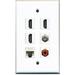 RiteAV - 3 HDMI 1 Port RCA Red 1 Port Coax Cable TV- F-Type 1 Port Cat5e Ethernet White Wall Plate