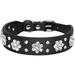 Cute PU Leather Dog Collar - Rhinestone Flower Pattern Studded - 1 Inch Width Fit Small and Medium Dogsï¼ŒBlackï¼ŒS:11-13