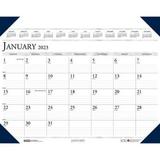 House of Doolittle-1PK Executive Monthly Desk Pad Calendar 24 X 19 White/Blue Sheets Blue Corners 12-Month (Jan To Dec)