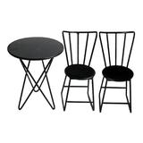 1:6 Scale Outdoor Table Chair Set Miniature Garden Furniture Black