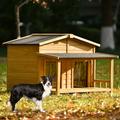 Docooler GO 47.2 Large Wooden Dog House Outdoor Outdoor Indoor Dog Crate Cabin Style With Porch 2 Doors