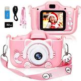 Autrucker Kids Camera for Girl Boys Kids Selfie Camera HD Digital Video Camera for Children Dual Camera Camcorder 2.0 Inch IPS Screen Support 32GB Memory Card Great Birthday Gift for 2-14 Y