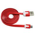 Flat Tangle Free Micro USB Sync and Charge Data Cable (10ft) - Red