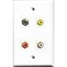 RiteAV 1 Port RCA Red and 1 Port RCA White and 1 Port RCA Yellow and 1 Port Coax Cable TV- F-Type Wall Plate