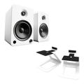 Kanto YU6 Powered Bookshelf Speakers (Matte White) with SE6 Elevated Desktop Speaker Stands (White)