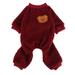 Solid Color Pet Dog Clothes Comfy Velvet Winter Pajamas Coat Jumpsuit Dark Red S