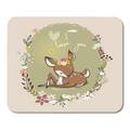 LADDKE Baby Cute Little Deer Floral Wreath Girl Bunny Nursery Forest Mousepad Mouse Pad Mouse Mat 9x10 inch