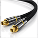 Digital Optical Audio Cable 6.6 Feet [Slim Nylon Braided 24K Gold-Plated] Digital Audio Optical Cord/Toslink Cable For Sound Bar Home Theater Tv Ps4 Vizio-Cl3 Rated Black