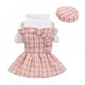 Popvcly Dog Ruffle Plaid Dress with Cap Set for Small Dogs Cats Girl Cute Princess Dog Dresses Spring Summer Puppy Bunny Rabbit Clothes Chihuahua Yorkies Pet Outfits Pink XL