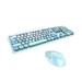 MOFii Wireless Keyboard and Mouse Set Colorful Compact 2.4G Wireless 104 Keys Keyboard Cute Retro Keyboard with Circular Suspension Key Cap for PC Desktop Computer Laptop Blue