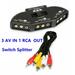 RCA Splitter AV Switch Box 3 Way Superior Quality Outlets Converter and RCA Cord Video Audio AV Switcher Selector