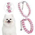 Heart Pet Cat Dog Necklace Jewelry with Bling Pearls Charm for Pets Cats Small Dogs Female Puppy Chihuahua Yorkie Girl Costume Outfits Adjustable