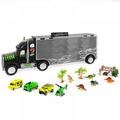 Dinosaur Transport Truck Carrier Toy 17 Piece 6 Educational Realistic Dinosaur Figures 3 Box Cars 1 Helicopter Dinosaur Toy for Boys Gift for Kids Children Girls Ages 3