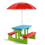 4 Seat Kids Picnic Table w/Umbrella Garden Yard Folding Children Bench