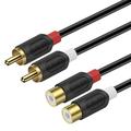 J&D 2 RCA Extension Cable RCA Cable Gold Plated Audiowave Series 2 RCA Male to 2 RCA Female Stereo Audio Extension Cable 15 Feet