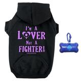 I m A Lover Not A Fighter Zippered Dog Hoodie and Poop Bag Holder Bundle Set Large