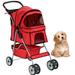 YRLLENSDAN Pet Gear Dog Stroller Small Dogs Folding Cat Stroller with Cup Holders 4 Wheel Pet Strollers for Small Dogs Puppy Stroller Travel Carrier Dog Stroller for Medium Dogs Red