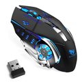 Rechargeable Wireless Bluetooth Mouse Multi-Device (Tri-Mode:BT 5.0/4.0+2.4Ghz) with 3 DPI Options Ergonomic Optical Portable Silent Mouse for Dell Latitude E5450 Laptop Blue Black