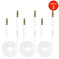 3.5mm Premium Auxiliary Audio Flat AUX Cable for Headphones iPods iPhones iPads Home / Car Stereos and More {White) 3 feet - Pack of 3