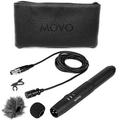 Movo Lv11c Xlr Lavalier Cardioid Condenser Microphone With Phantom Power Supply 12mm Mic Capsule Foam & Deadcat Windscreens Deluxe Case