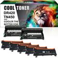 Cool Toner Compatible Toner Cartridge + Drum Unit Replacement for Brother TN-450 DR-420 (5 x TN-450 Toner + 2 x DR-420 Drum Unit)