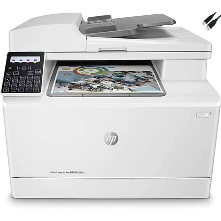 HP Laserjet Pro MFP M183FW All-in-One Wireless Color Laser Printer Print - Copy - Scan - Fax 16ppm 600x600 dpi Mobile Printing 2-line Display Auto-On/Off Technology with DE Printer Cable